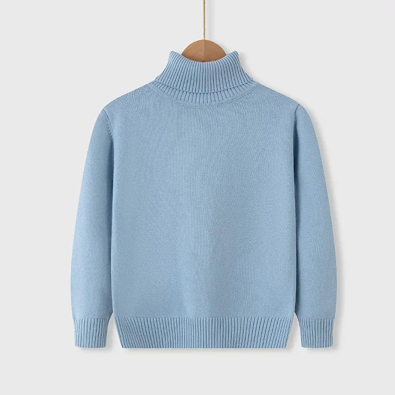 2025 Autumn Winter Children's Cotton Sweater Full Sleeve Turtleneck Knitwear Baby Boys Girls Clothing Warm Soft Jumper Pullovers