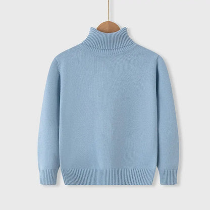 2025 Autumn Winter Children's Cotton Sweater Full Sleeve Turtleneck Knitwear Baby Boys Girls Clothing Warm Soft Jumper Pullovers