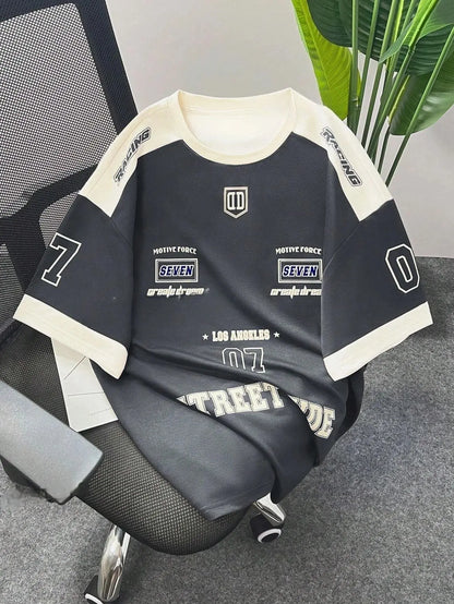 The 2025 summer new men's T-shirt 3D digital printed short-sleeved T-shirt, men's sportswear, Brooklyn racing football T-shirt,