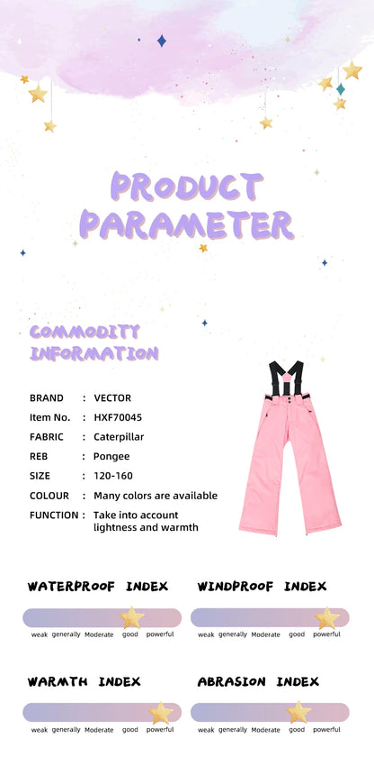 VECTOR Ski Pants Boys Girls Children Outdoor High-quality Windproof, Waterproof and Warm Snow Winter Ski Snowboard Pants Brand