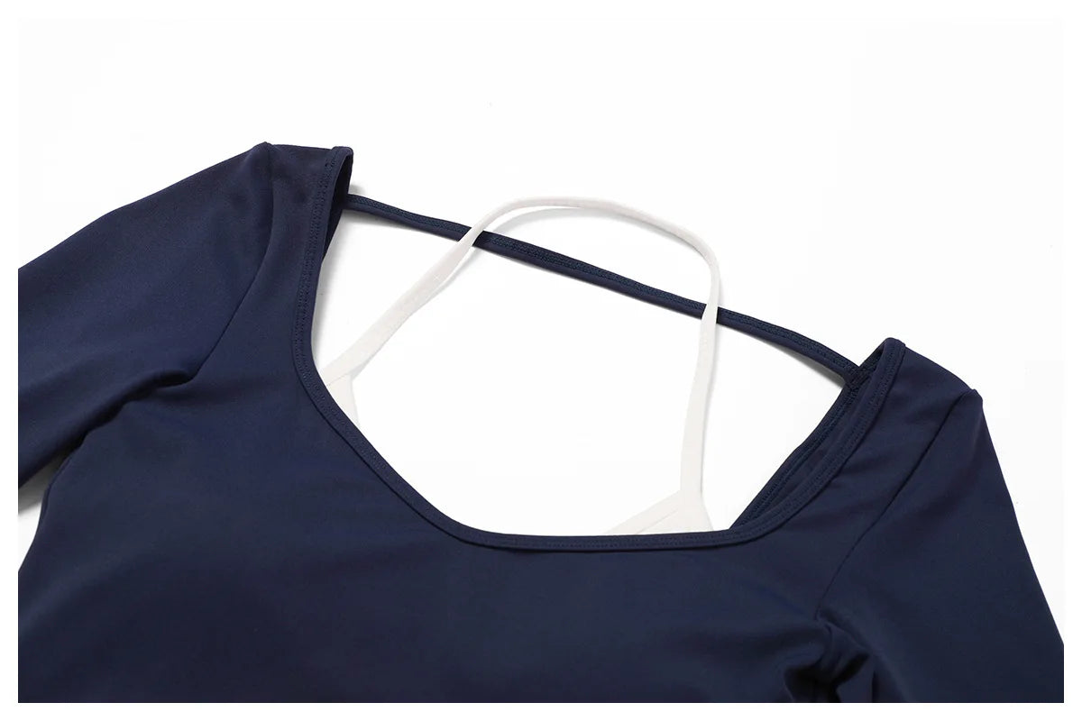 Sexy Yoga Women's 2 Pieces Gym Sports Suit Workout Clothing Long Sleeve Gym Crop Top High Waist Leggings Fitness Bra Sportswear