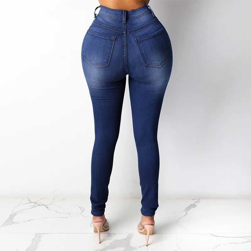 Fashion Skinny Pencil Pants Women's Casual Slim High Waist Straight Leg Denim Pants 2025 & 2026 Autumn New Lady High Street Trousers