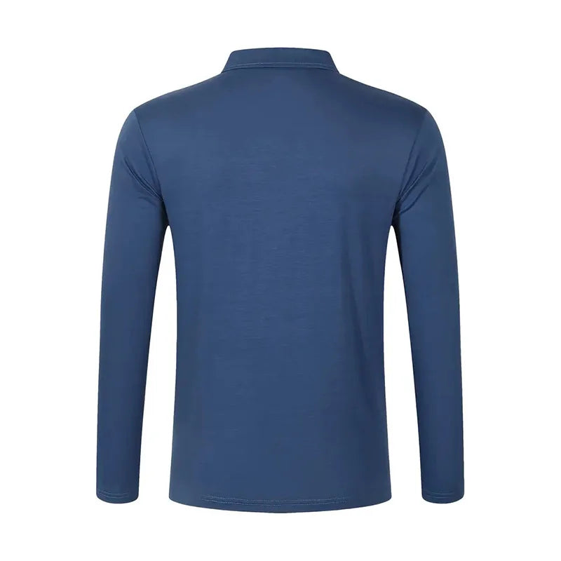 Spring and Autumn Men's Polo Shirt Lapel Pocket T-shirt Men's Business Casual Long sleeved European and American Plus Size