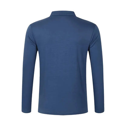 Spring and Autumn Men's Polo Shirt Lapel Pocket T-shirt Men's Business Casual Long sleeved European and American Plus Size