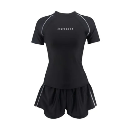 Sports Swimsuit, Swimsuit, Women's New Plus Size Two-piece Set, Short Sleeved, Student Hot Spring Conservative Swimsuit