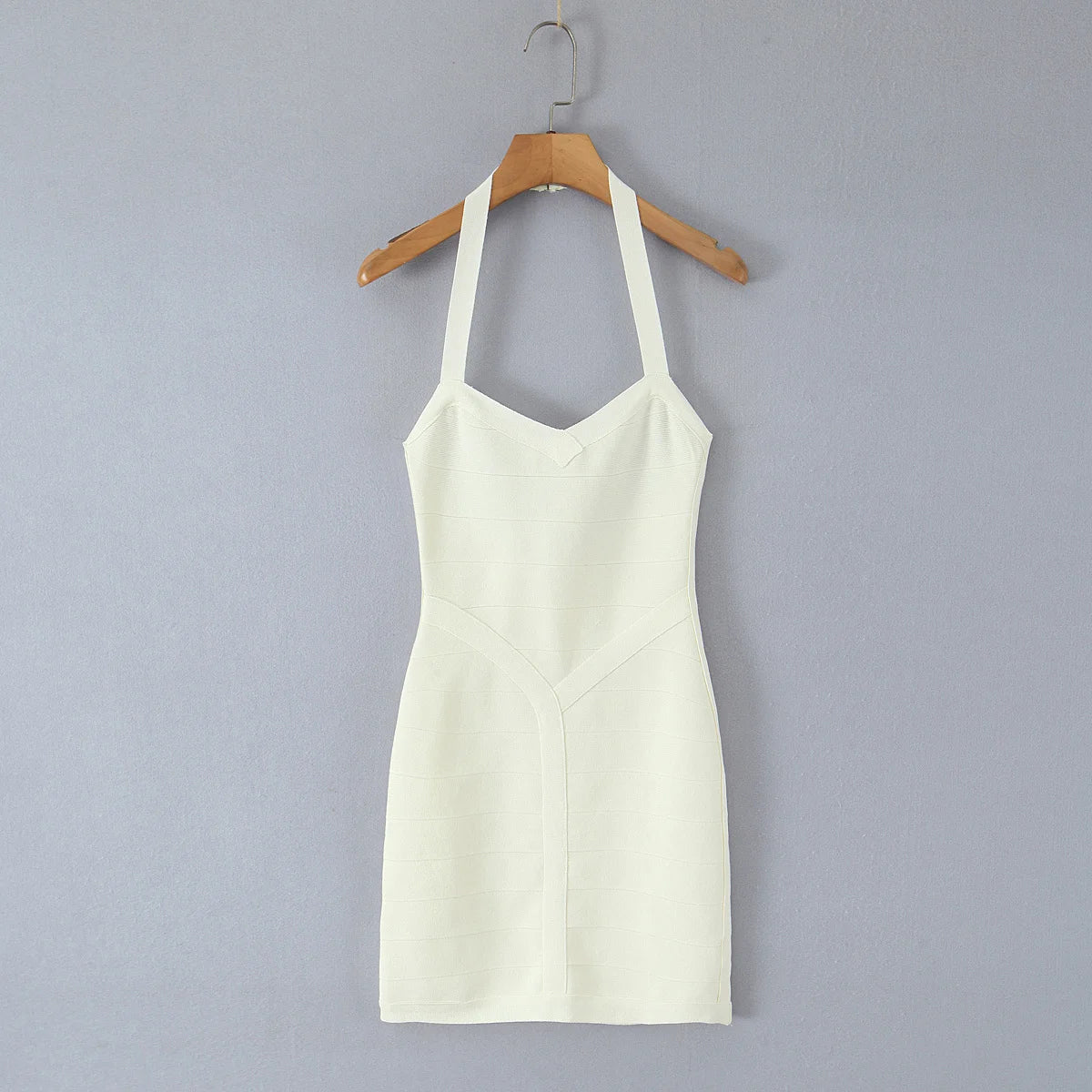 Sexy Elegant Backless Halter Mini Dress Women Autumn Knit Bodycon Dresses Night Out Party Robe