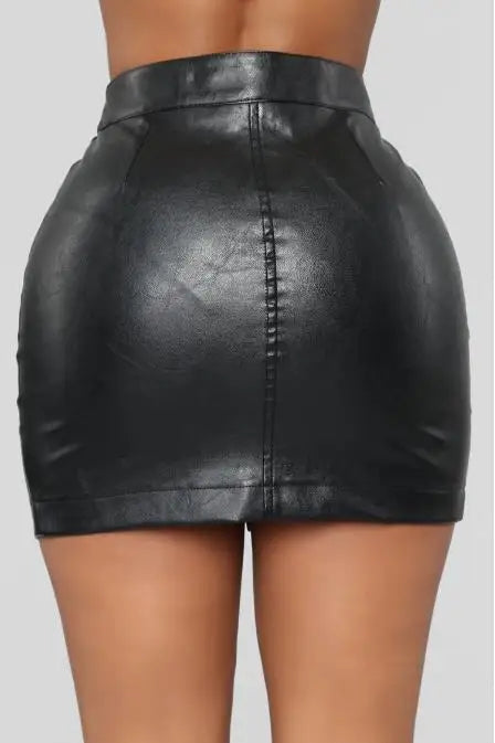 Sexy Skirt 2026 Spring Autumn Street Fashion High Waist Bag Skirt Black Short Leather Skirt Zipper Design Bag Hip Female Skirt