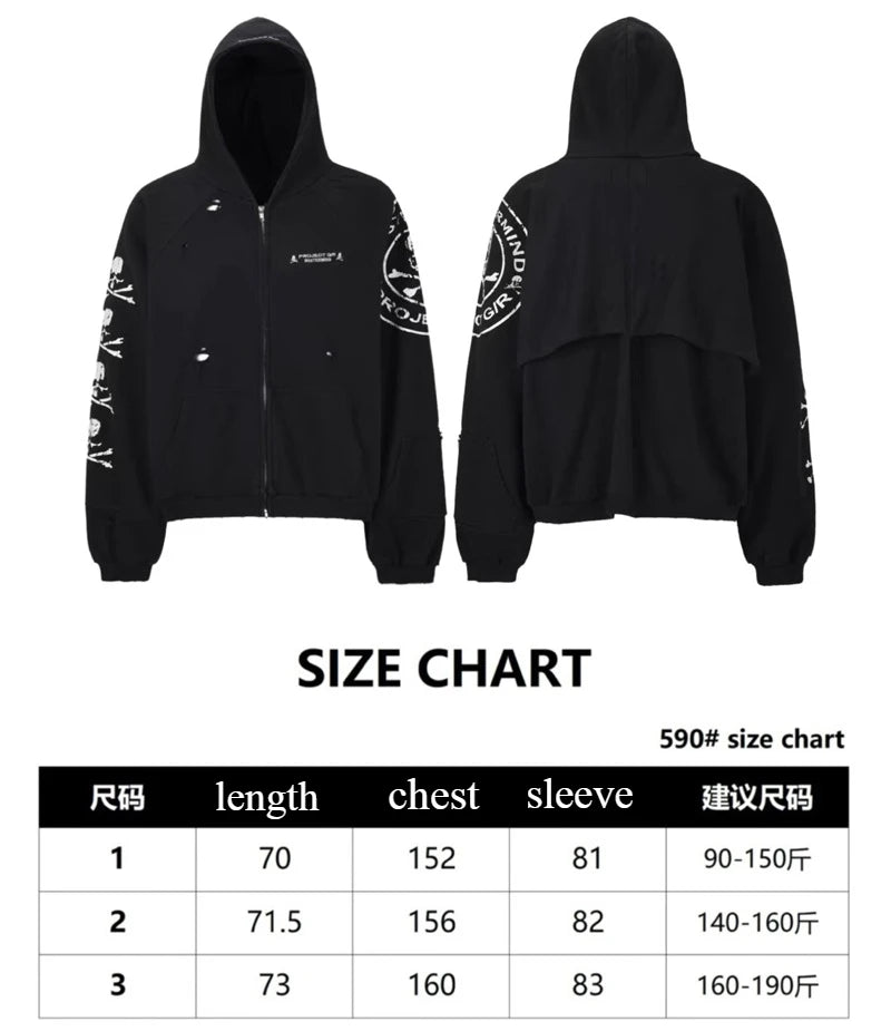 Project G/R Patchwork Fake Two-piece Zipper Jacket High-quality Casual Men's Women's  Embroidered Zip Up Sweatshirts