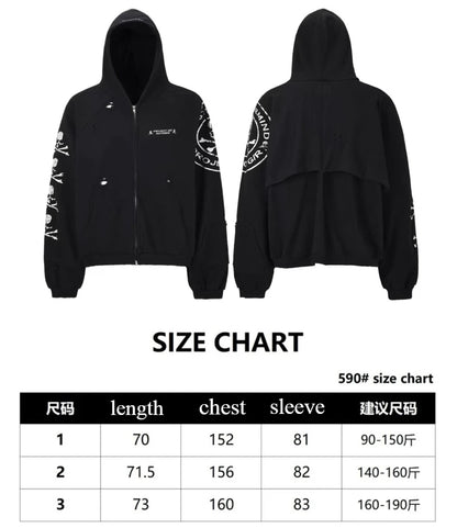Project G/R Patchwork Fake Two-piece Zipper Jacket High-quality Casual Men's Women's  Embroidered Zip Up Sweatshirts