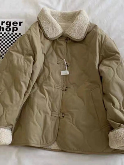 Faionable Double-Sided Wear Lamb Fur Cotton Jaet Women Winter Large Size Casual Thi Warm Cotton Coat Outerwear