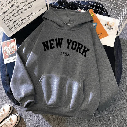 Mannen Vrouwen New York 199X City Hoodies Mode Brief Bedrukt Grafische Sweatshirts Losse Casual Harajuku Capuchon Sportkleding