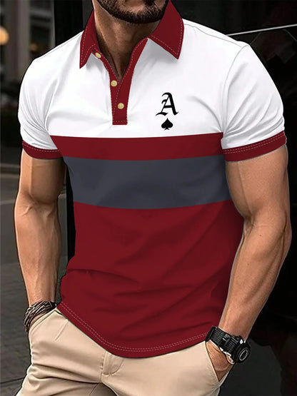 Men's Polo Shirt Summer Outdoor Casual Round Neck Short Sleeve Top Striped Printed Style OverSize T-shirt Loose Men's Clothing