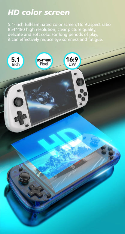 New R50S Retro Handheld Game Console 5.1 Inch Large Screen Linux System 854*480 4200mAh Video Gaming Player Boy Gifts