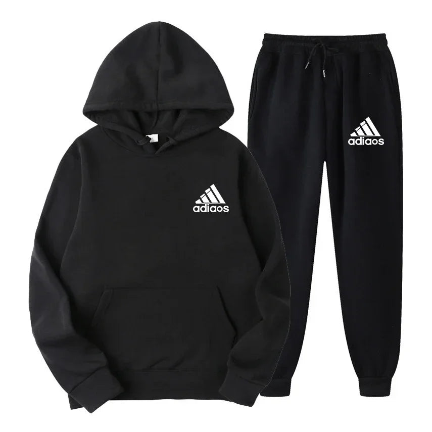 New 2025 autumn_winter men's hooded sweatshirt + jogging pants two-piece outdoor casual men's and women's sportswear set
