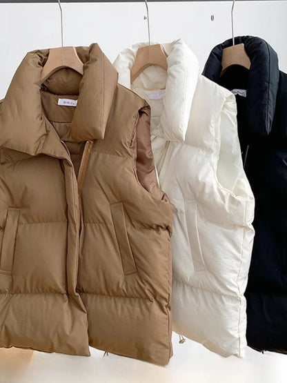 Loose down Feather Cotton Vest Bal Zipper Closure  Color Commute Sle Women's Vest Autumn Winter Faion Ladies' C...