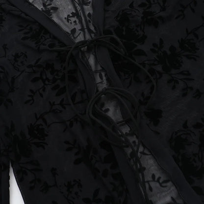 Autumn New Fashionable Chiffon Slim Fit Ruffle Trumpet Sleeve Shirt for Women