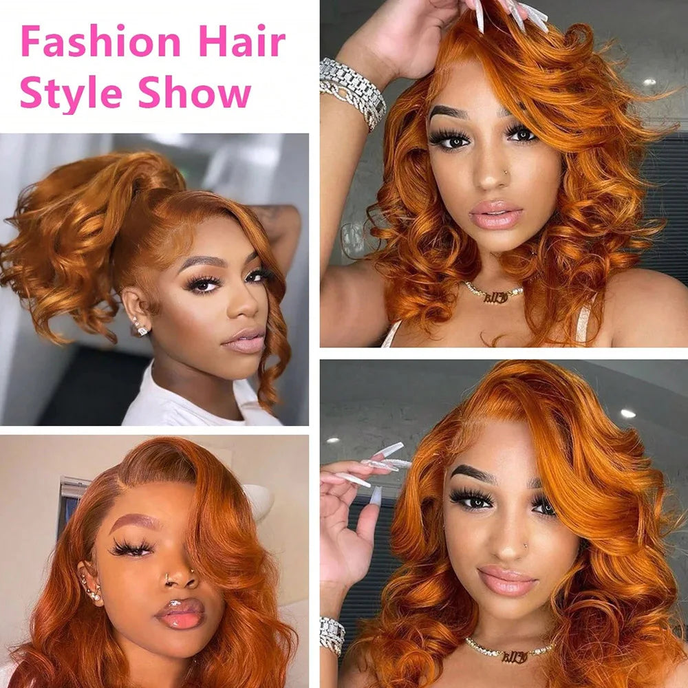 250 Density 30 Inch Body Wave 100% Human Hair - Ginger Color Silky Soft No Tangle No Shedding Premium Extensions