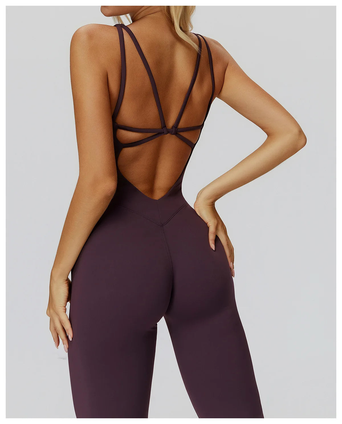 Sexy Back V Jumpsuit Gym Set Women Training Yoga Suit Sportswear Women Sports Jumpsuit Fitness Rompers Stretch Workout Bodysuits