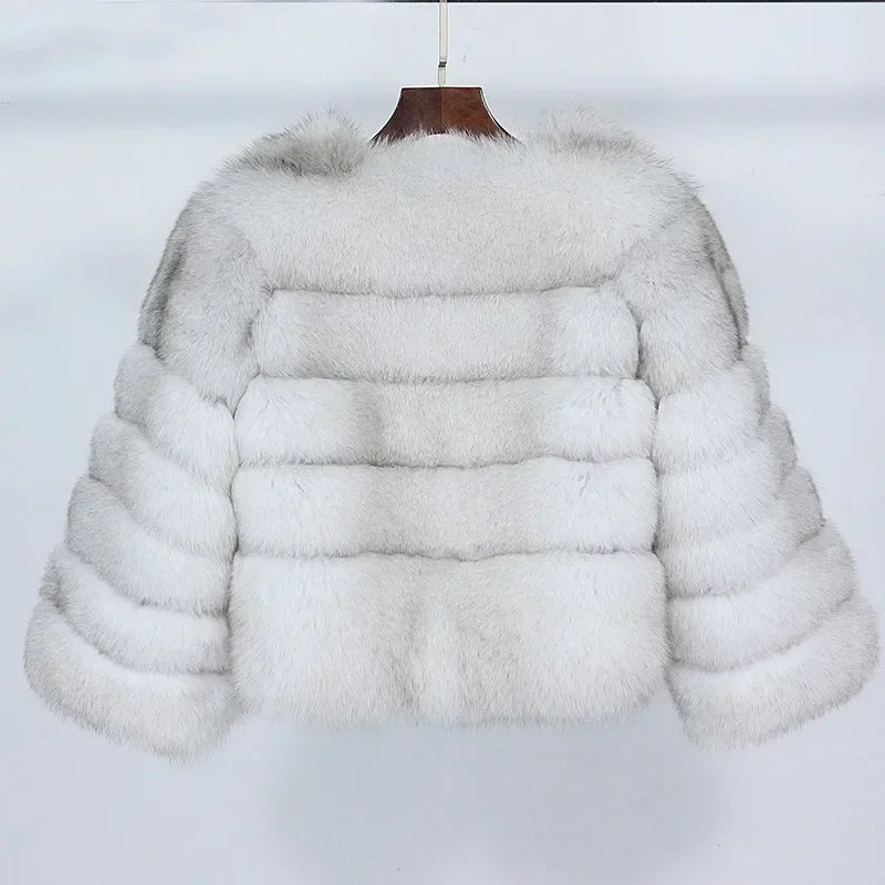 Real Fox Fur Coat Winter Jacket Women O-neck Thick Fashion 2025 & 2026 Natural Fox Fur Raccoon Outerwear Warm Luxury Female Plus Size