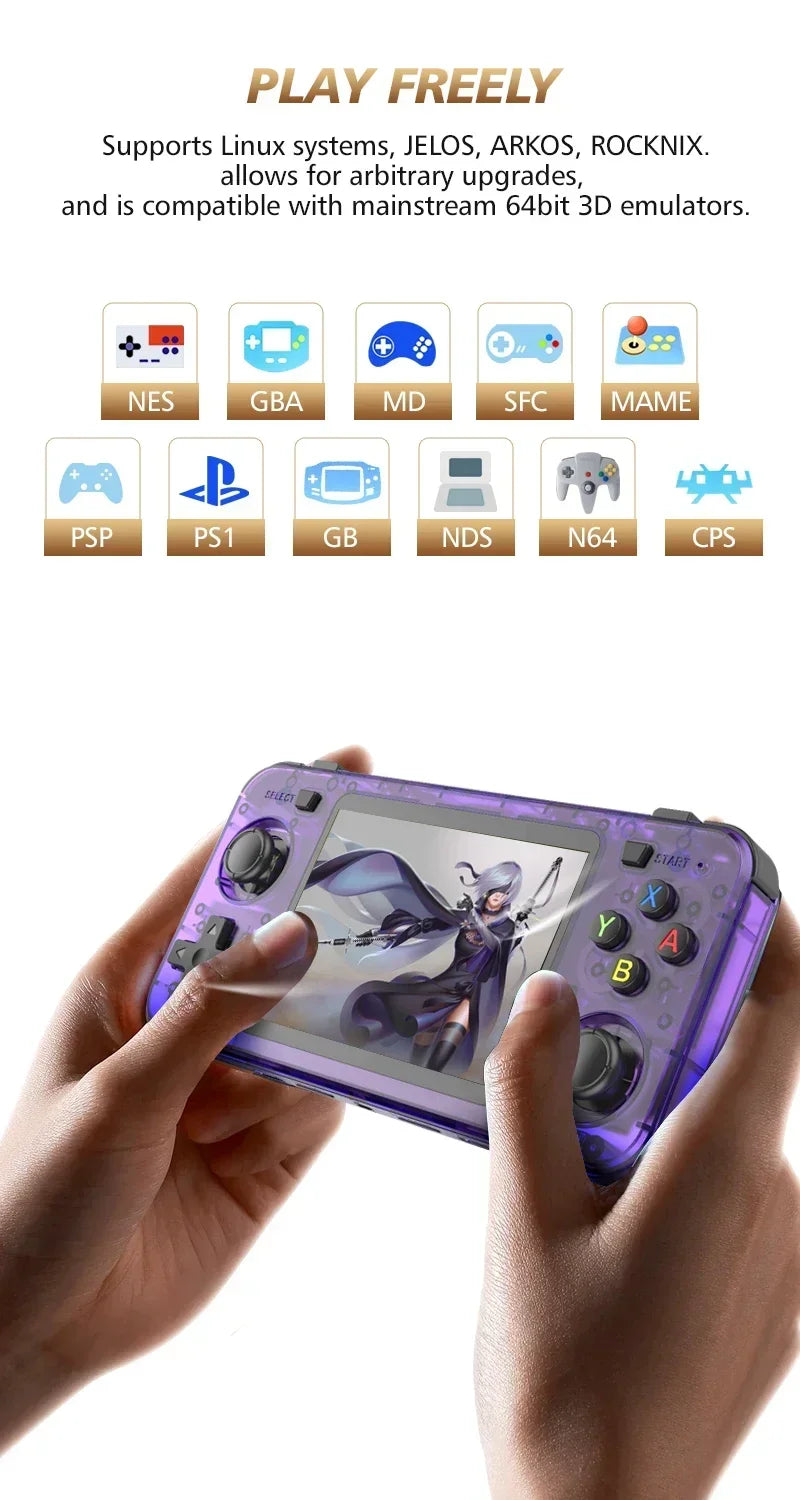 15000+ Ready Games! 3.5" IPS Retro Handheld Console RK3326, 3000mAh Long Play original ARKOS Blue R36H 64GB 128GB