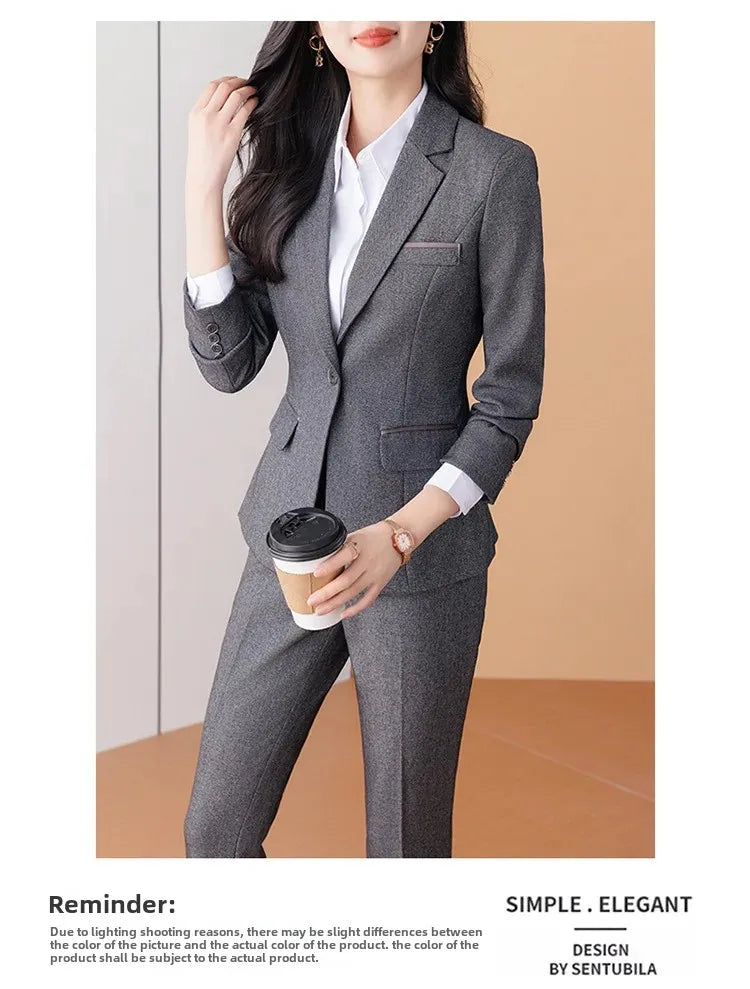 Elegant Western-Style Black Suit Jacket For Women Fashionable Professional Workwear Ideal For Interviews And Office Settings