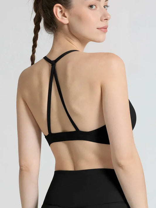 Women's Fitness Sports Bra, Sexy Back Workout Top - Shockproof Quick-Drying Crop Top for Pilates, Yoga, Running, Gym