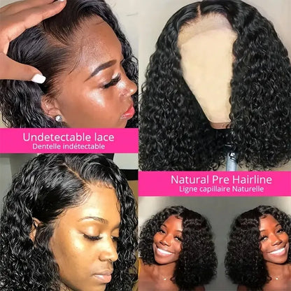13X6 Hd Lace Frontal Human Hair Wig Curly Lace Front Wig Deep Water Wave Short Bob Frontal Wigs 100% Brazilian For Women Choice