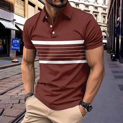 Fashion Striped Men's Polos T-Shirts Summer Short Sleeve 3d Printed Street Trend Male POLO T Shirt 6XL Large Size Casual Tops