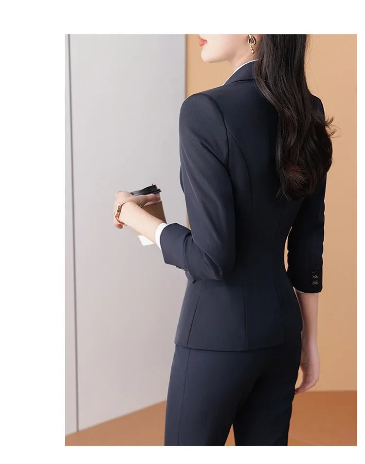 Elegant Western-Style Black Suit Jacket For Women Fashionable Professional Workwear Ideal For Interviews And Office Settings