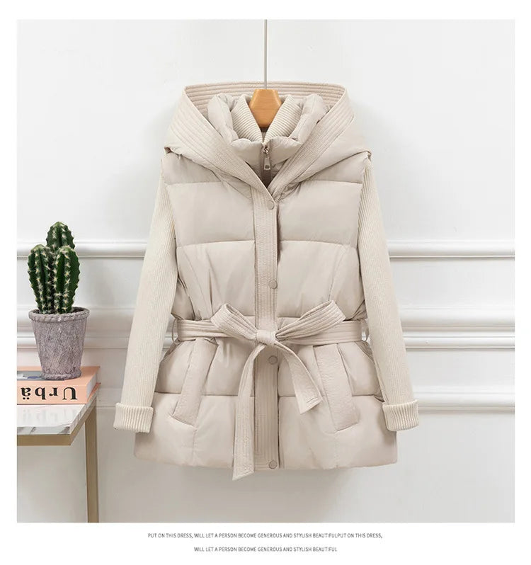 Women's Quilted Puffer Vest Thicken Warm Winter Hooded Coat Solid Color Sleeveless Padded Outwear Cropped Button Zip Up Coat