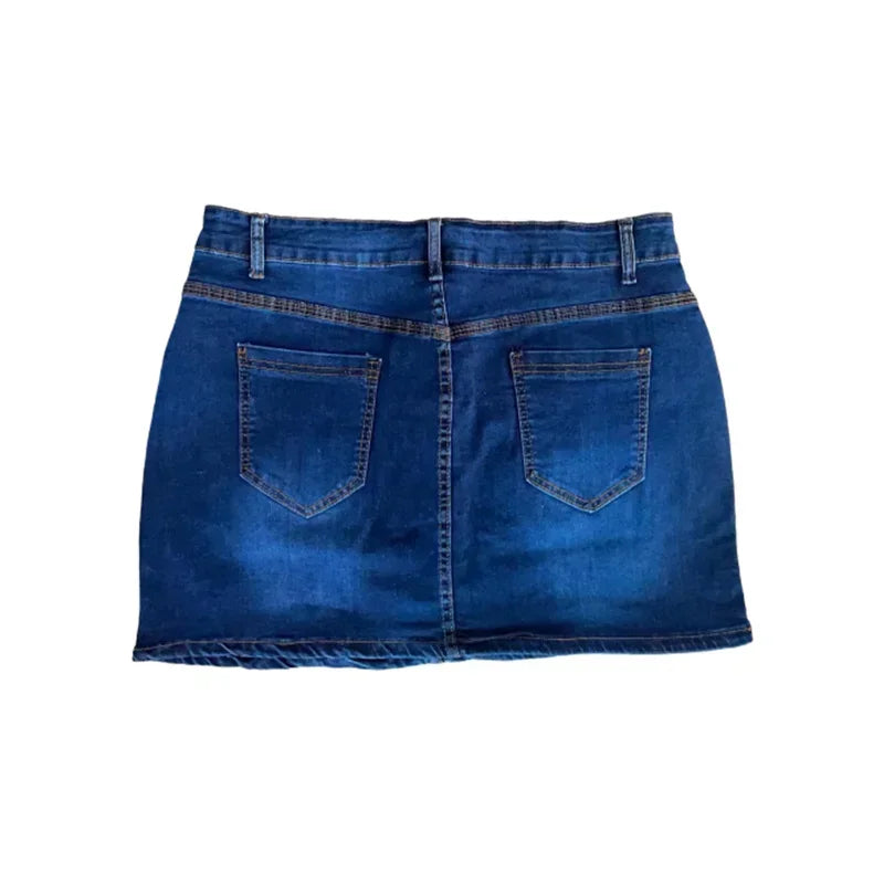 Sexy Slim Button Splice High Waist Ultra Short Skirt Women Summer Wrap Hip Denim Half-body Dress Female Casual Trend Streetwear