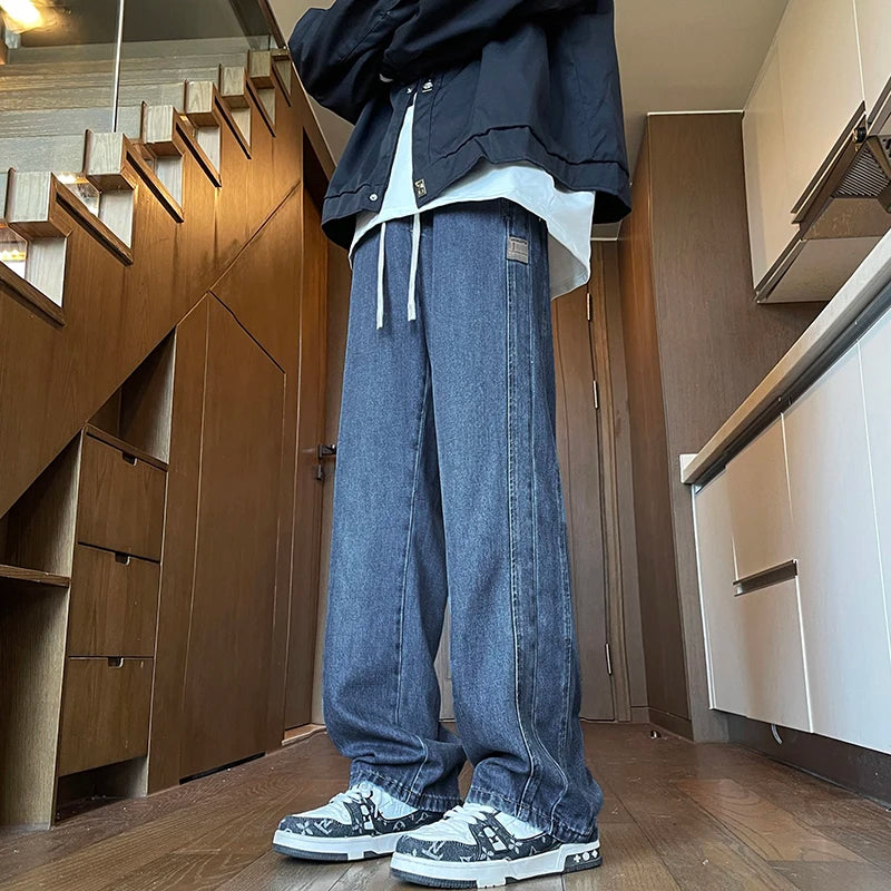 25ss Summer Vintage 190cm Men's Super long Pants 115cm Elastic Waist Straight Leg Breathable Drape Sportswear Casual Pants