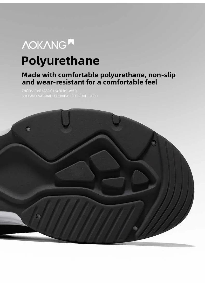 Aokang Men's nut Running oes Bla Casual Sports Sneakers Breathable Lace-Up round Toe Thi Bot for Running And Sports