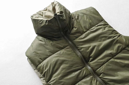 Fall Winter Warm Cropped Vest Jackets for Women Fashion Sleeveless Stand Collar Zip Up Puffer Waistcoat Street Style Outwear