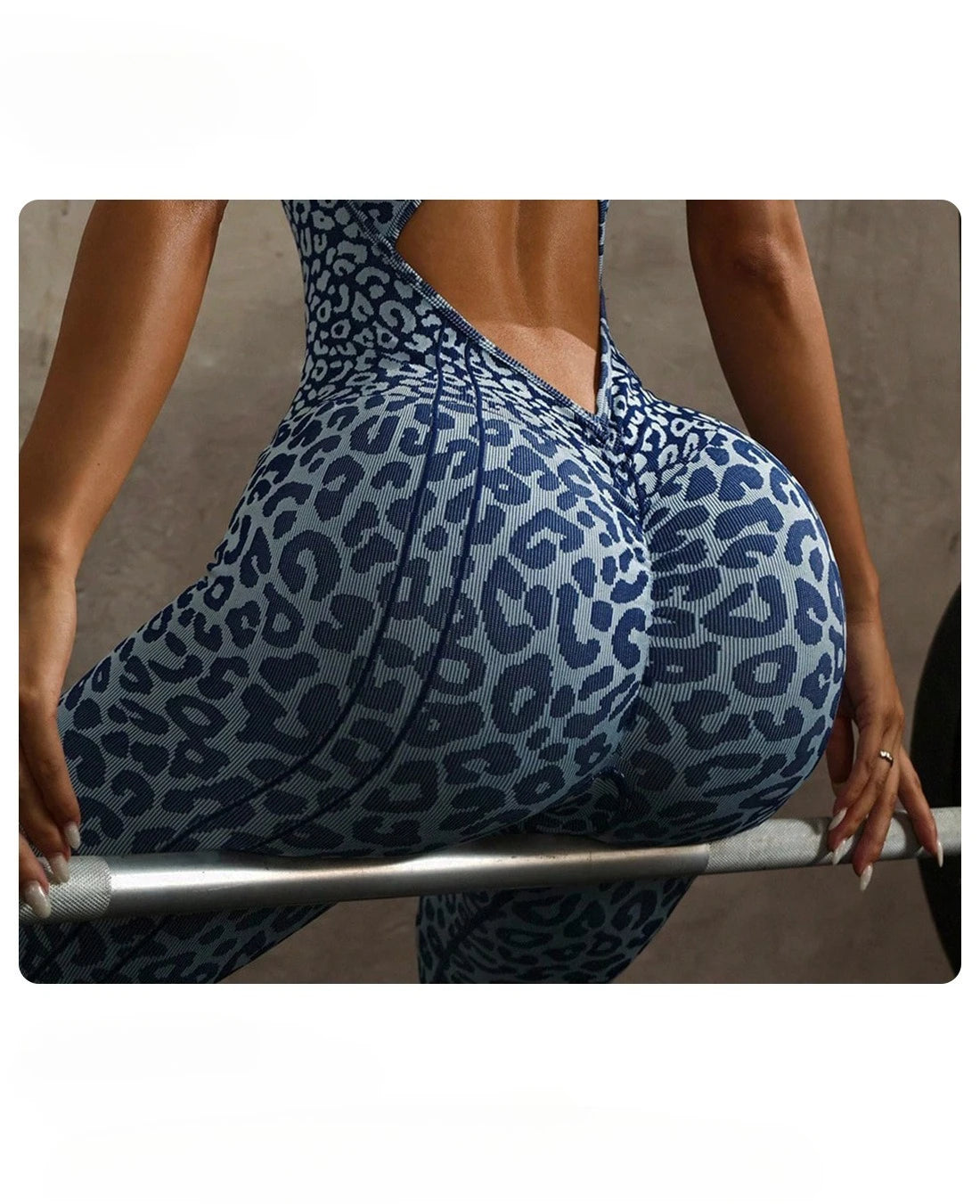 Sexy Leopard Print Sports Jumpsuits for Women V-neck Backless Yoga Bodysuit Female Sleeveless Tight Gym Running Fitness Overalls