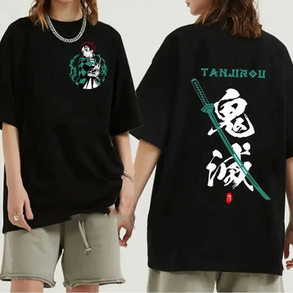 Japanese Anime Demon Slayer Graphic Print Men T-Shirt Fashion O-Neck Short Sleeve Plus Size Womens T Shirt Men Tees Tops 70912