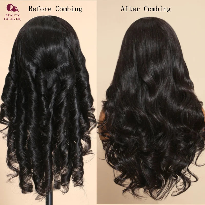 Beautyforever 3D Body Wave Bye Bye Knots Glueless Wig Human Hair Ready to Wear Lace Front Wig 100% Raw Human Hair Wig Drawstring