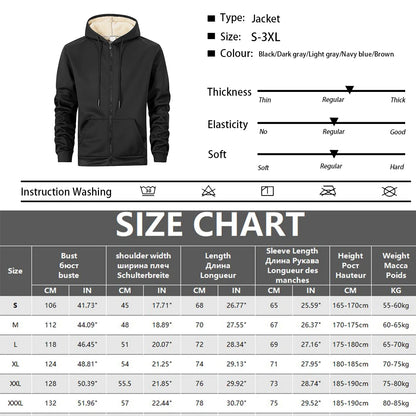 Winter Lambswool Zipper Hoodies Thicken Warm Jackets Long Sleeve Sweatshirts Casual Sports Fleece Black Coats Hooded Men Coat To