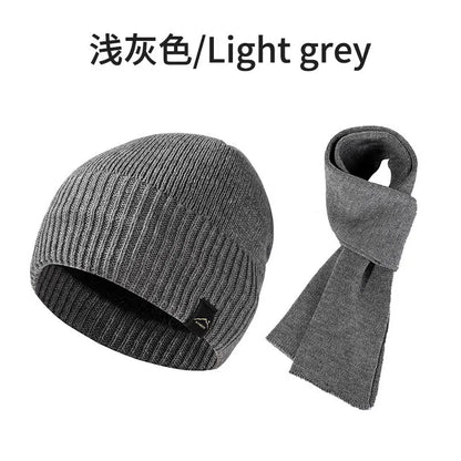 Winter Men's  Women's Warm Set Outdoor Plush Thick Windproof Ear Protection Knit Hat Scarf Two Piece Set Mens Hats 4m839