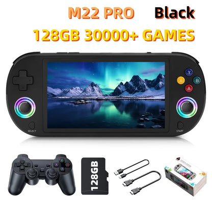 New 128GB M22 Pro Portable Pocket Retro Handheld Video Game Console 5.0 Inch IPS Screen 1920*1080 Display Support LINUX Emelec