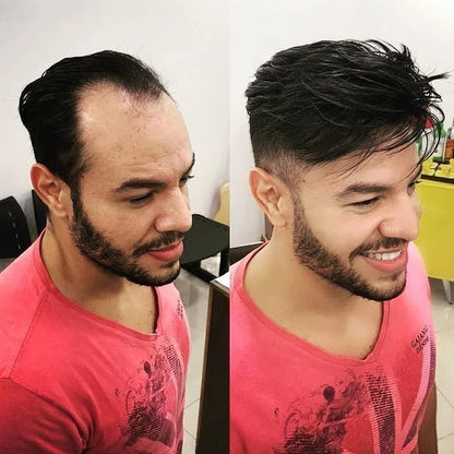 7x9inch Human Hair System For Men Toupee Fine Mono Male Wig  Durable Hair Prosthesis Toupee Men 6" Hair Replacement Men Wig 1B