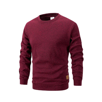 New Mens Round Neck Sweatshirt Solid Color Loose Casual Pullover Men Fashion Warm Long Sleeve Hoodies Men Clothing