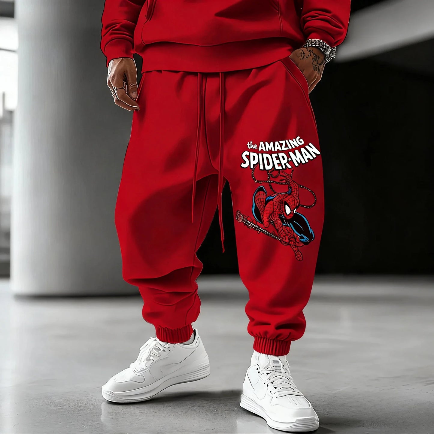 Marvel Spider Man Cotton Hoodie Autumn Winter Warm Wear Versatile Pocket Design for Casual Travel and Mountain Climbing