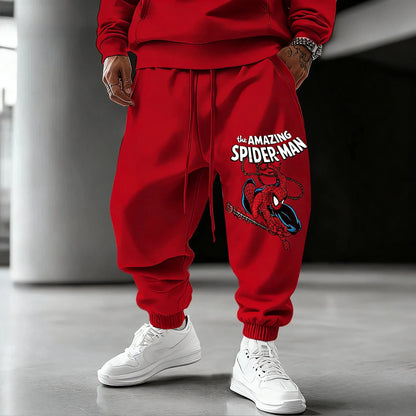 Marvel Spider Man Cotton Hoodie Autumn Winter Warm Wear Versatile Pocket Design for Casual Travel and Mountain Climbing