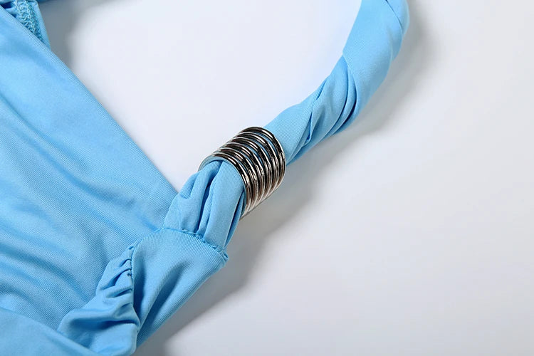 Nibber Fashion Asymmetry Split Dress Women Backless Ruched Solid Elegant Slim Birthday Party Clubwear Skew Collar Sexy Vestidos