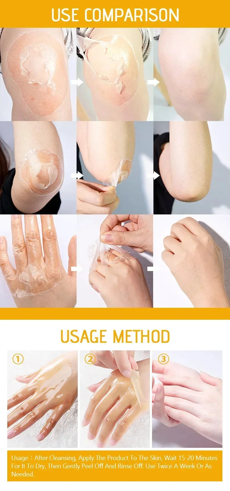 Yellow Peeling Lotion Oil 100% Organic Bleaching Dark Skin Exfoliating Whitening Nourishing Hyaluronic Acid Moisturiz Body Scrub