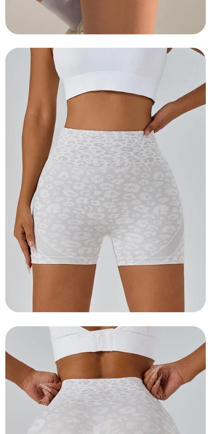 Women Sexy Peach Butt Yoga Shorts Leopard Print Tight Fit Exercise Cycling Pants Summer Fitness Yoga Wear Running Fitness Joggin