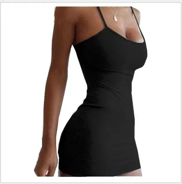 Sexy Black Long Bodycon Dress Women Summer Sleeveless Blackless Halter Neck Spaghetti Strap Dresses High Split Vestidos