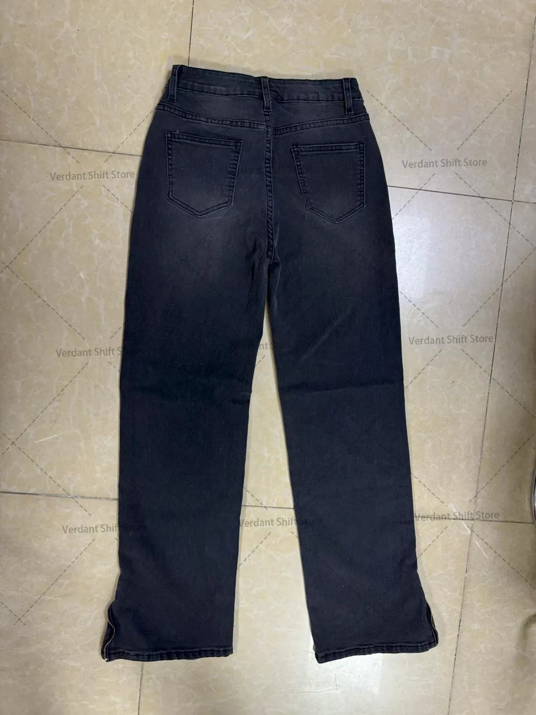 Y2K Cuffed Zipper Embroidered Wide-Leg Jeans Street Gothic Hip-Hop Loose-Fit Fashionable Men's Jeans Trendy Versatile Denim Pant