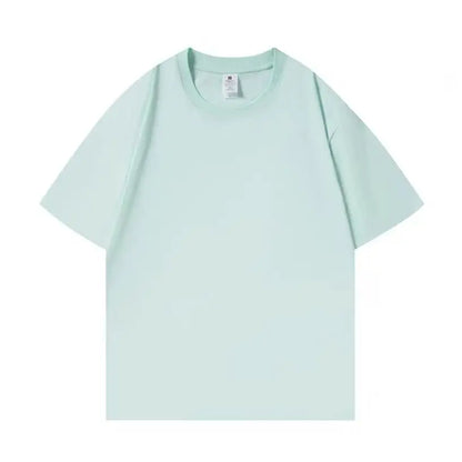 Heavyweight Impermeable 300g Carbon Matte Pure Cotton Thick Short Sleeved T-shirt Men and Women Pure White Simple Base Shirt